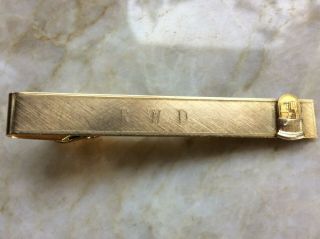 Pre - Owned Vintage Textured Gold Tone Tie Clip Clasp With Etched Initials R.  W.  D.