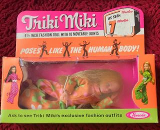 Vintage 1971 Blond Triki Miki 6 1/2 " Doll W/original Box By Uneeda