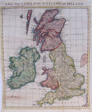 18th Century,  Hand Coloured Engraving,  Map Of England Scotland & Ireland,  C.  1740