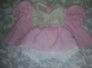 Vintage Cabbage Patch Kid Cpk Doll Clothes Coleco Pink White Dress Set