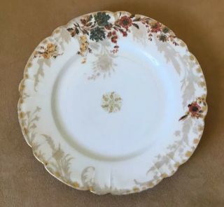 Antique Vintage Dinner Plate,  Haviland & Co. ,  Limoges,  France,  H & C,  Flowers
