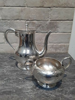 Silver Plate Teapot With Sugar Bowl