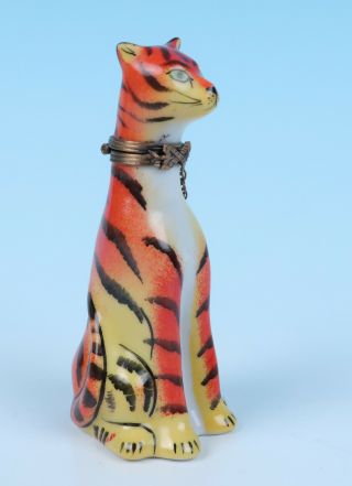 TIGER French Limoges Porcelain Figural Trinket Box Hand Painted Big Cat Figurine 7