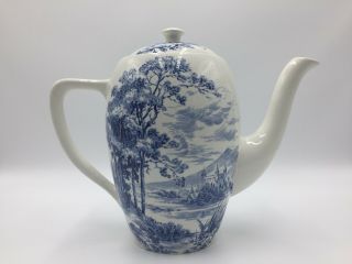 Wedgwood Countryside Coffee Pot Blue China Vintage 1966 - 68 Serves 5 Cups