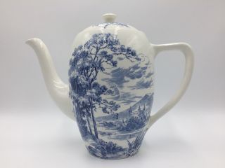 Wedgwood Countryside Coffee Pot Blue China Vintage 1966 - 68 Serves 5 Cups 4