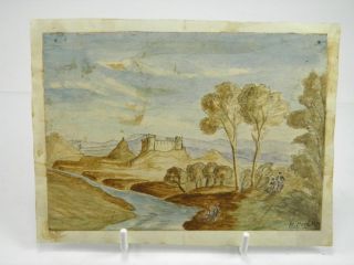 Antique 19th Century English School Watercolour Painting Landscape W Lloyd