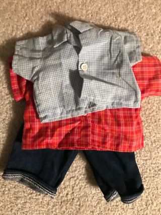 Vintage Cabbage Patch Doll Clothes From 1984 Blue Jeans,  Red And White Shirt