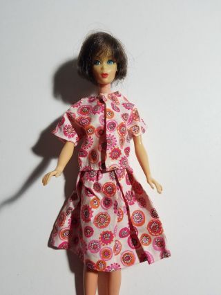 Vintage Barbie Handmade Pink Print 2 Piece Top & Skirt Outfit - No Doll