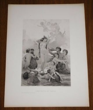 Antique Etching Print Plate - The Birth Of Venus - A.  W Bougereau - Gravure
