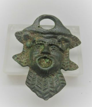 Museum Quality Ancient Roman Bronze Casket Mount Face Of A God