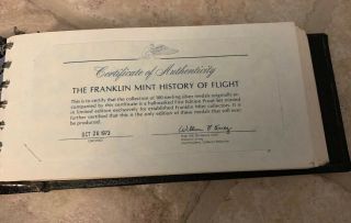 Reference Binder Cards For The Franklin History of Flight Silver Medal Set 3