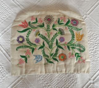 Vintage Hand Embroidered Floral Linen Tea Cosy / Cozy