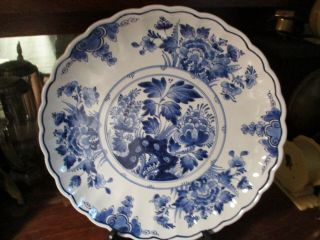 Antique Blue Delft Holland Wall Plate Charger Plate Floral As Found