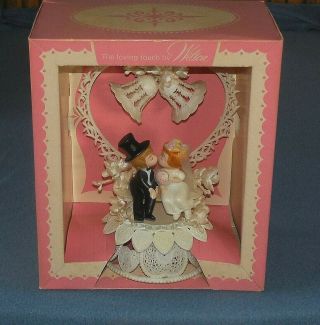 Vintage Wilton " The Loving Touch " Bride & Groom Wedding Cake Topper W/ Box