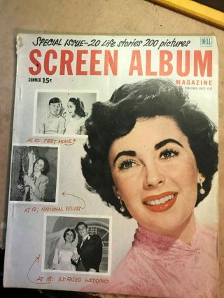 Vintage Screen Album Magaine Summer 1951 Early Elizabeth Taylor Cover