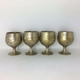 Vintage Set Of 4 Epns Silver Plated Small Goblets Pagan Supplies Tarnished 5cm