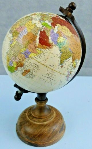 Vintage Small Wooden Globe 25cm