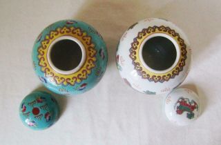 Two Vintage Chinese Enamelled Porcelain Vases with Lids: C.  20th : One A/F 5