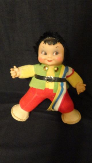 - Vintage - Rushton Star Creations - Stuffed Boy - Rubber Face Doll