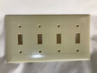 Vintage Sierra Electric Ribbed Ivory Bakelite 4 Switch Cover Plate