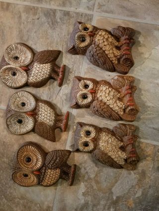 Vintage Owl Wall Plaques 6 Total Home Interiors Homco Decoration Light Weight
