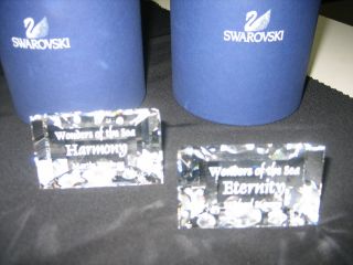 Swarovski Crystal Set Of Two,  2005,  2006 Wonder Of The Sea Title Plaque
