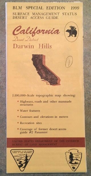 Usgs Blm Edition Topographic Map California Darwin Hills Desert District
