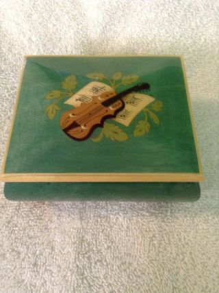 Vintage Italian Inlaid Wood Cylinder Music Box W/violin Plays Torna A Surriento