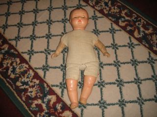 Antique Composition Baby Doll - Stuffed Body - Eyes Open & Close - Unmarked - Lqqk