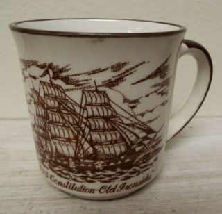 Vintage Mid Century Uss Constitution Old Ironsides Coffee Mug Cup