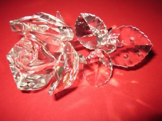 Vintage Swarovski Silver Crystal The Rose With Dew Drips Box
