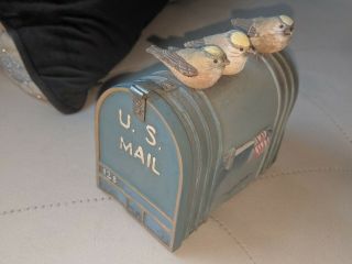 Hallmark Marjolein Bastin Music Box Blue Mail Box With 3 Birds On Top -