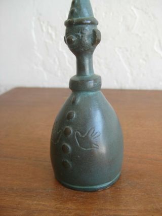 Vintage Art Deco Novelty Bronze Figural Clown Bell Japanese 4 5/8 