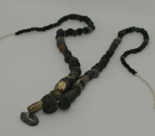 Ancient Roman Blue Glass Bead Necklace Circa 2nd Century Ad 024