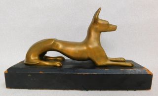 Vintage Art Deco Bronze Maltese Egyptian Pharaoh Hound Anubis Dog Show Trophy