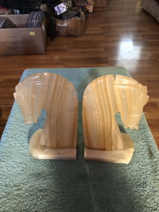 Marble Or Glass Horse Head Book Ends