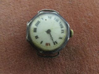 Antique 925 Silver Cased Arcadia 15 Jewel Swiss Movement For Spares / Repairs