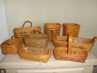 8 Longaberger Small Baskets (1993 - 1994) Lavender Muffin Key Spoon Basket