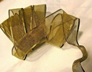 Antique Sheer Gold Metallic French Wired Ribbon - 2 Yards X 1 "