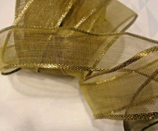ANTIQUE SHEER GOLD METALLIC FRENCH WIRED RIBBON - 2 YARDS X 1 