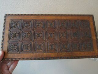 Vintage Hand Carved Wood Hinged Trinket Jewelry Box Made In Poland