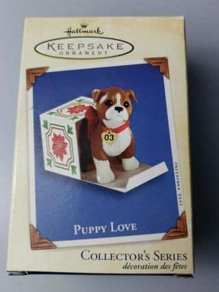 2003 Hallmark Keepsake Ornament Puppy Love Boxer In Present 13th In Series