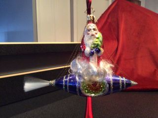 Christopher Radko Santa In Space Ornament Rocket