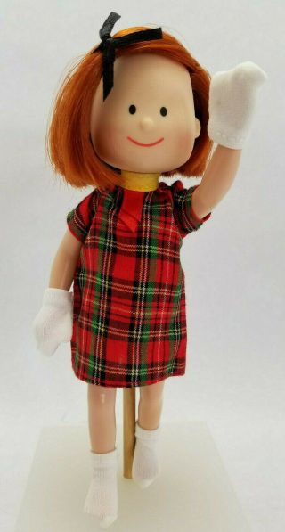 Vintage Madeline Doll Eden 8 " Poseable Doll In Plaid Dress,  Socks,  Gloves,  Panty