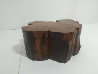Vintage Hand Carved Natural Shaped Wood Trinket Box With Lid