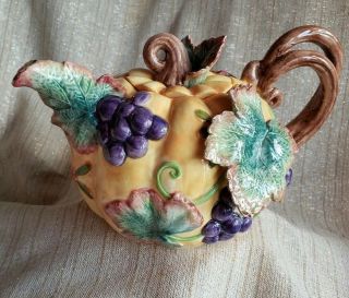 Fitz And Floyd Autumn Harvest Tea Pot,  Coloring,  Slight Chip - See Pix