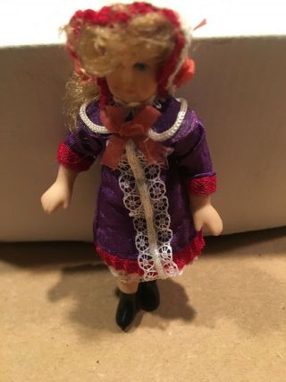 Vintage Dollhouse Doll Baby Girl Ceramic Pink Crochet Blanket