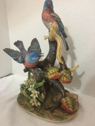 Andrea by Sadek Porcelain Bird figurine Group Of Bluebirds 2