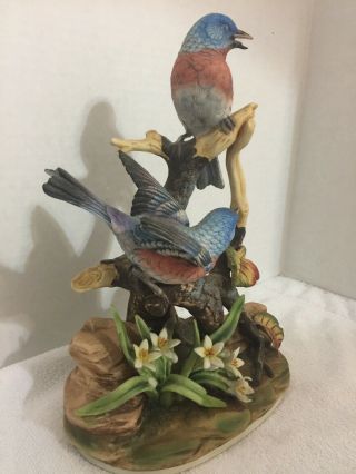 Andrea by Sadek Porcelain Bird figurine Group Of Bluebirds 3