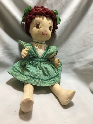 Antique Vintage Handmade Rag Doll Jointed Arms & Legs Embroidered Face